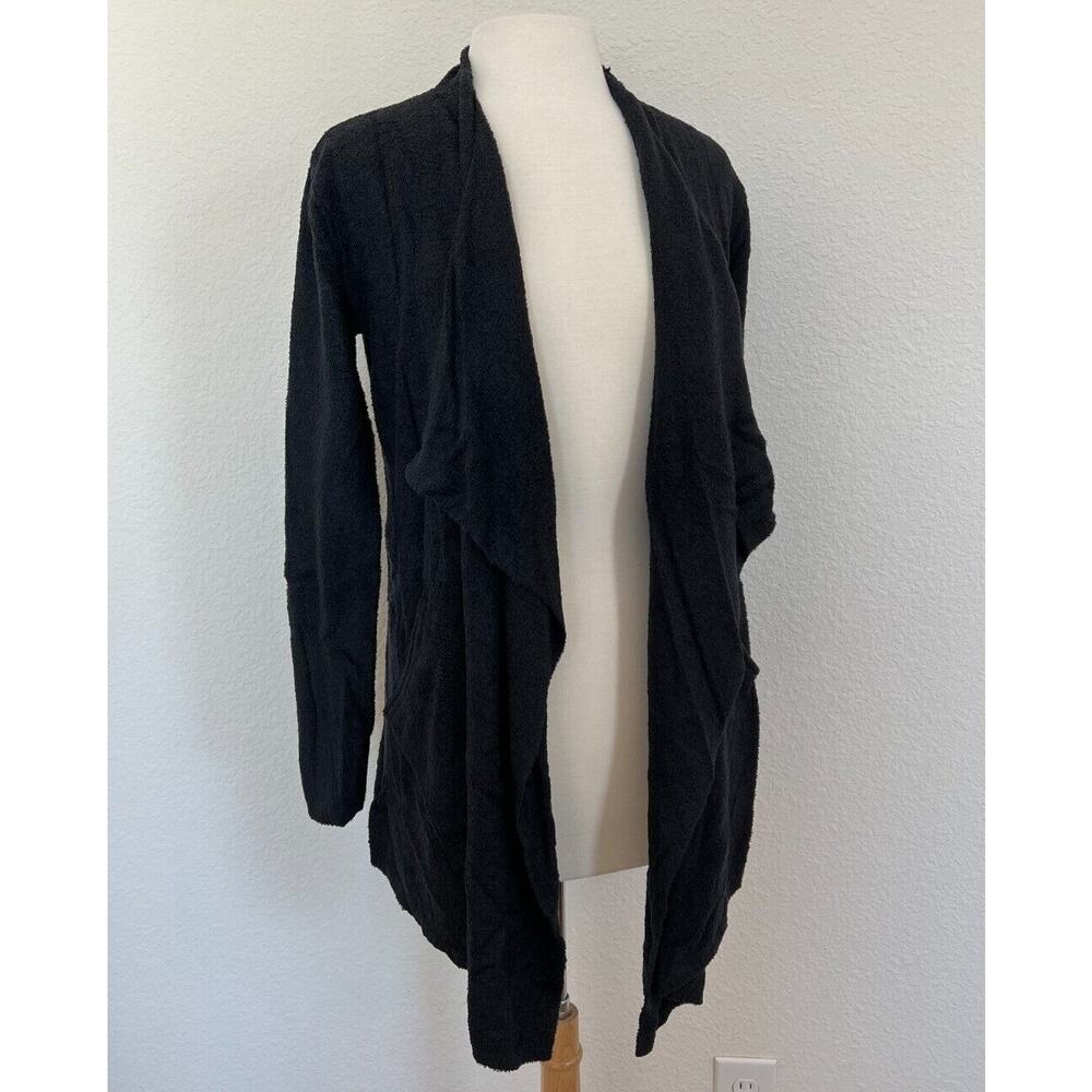 Barefoot Dreams CozyChic Lite Cardigan Small Medium Black Pockets Lounge Cozy